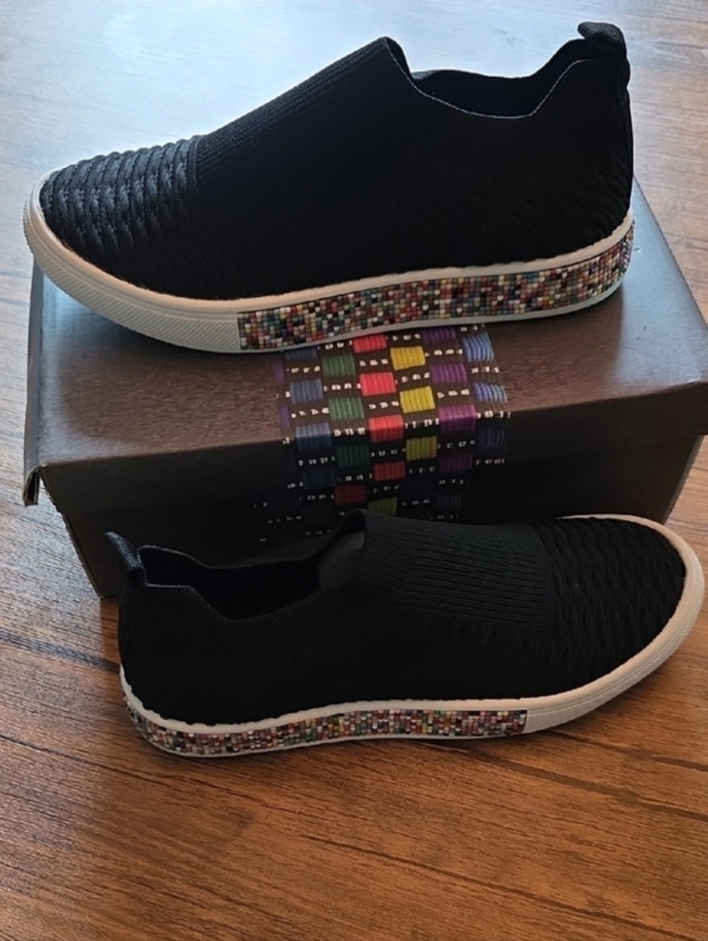 bernie mev. Azami Beaded Sole Slip-On Knit Sneakers - Picture 3 of 6
